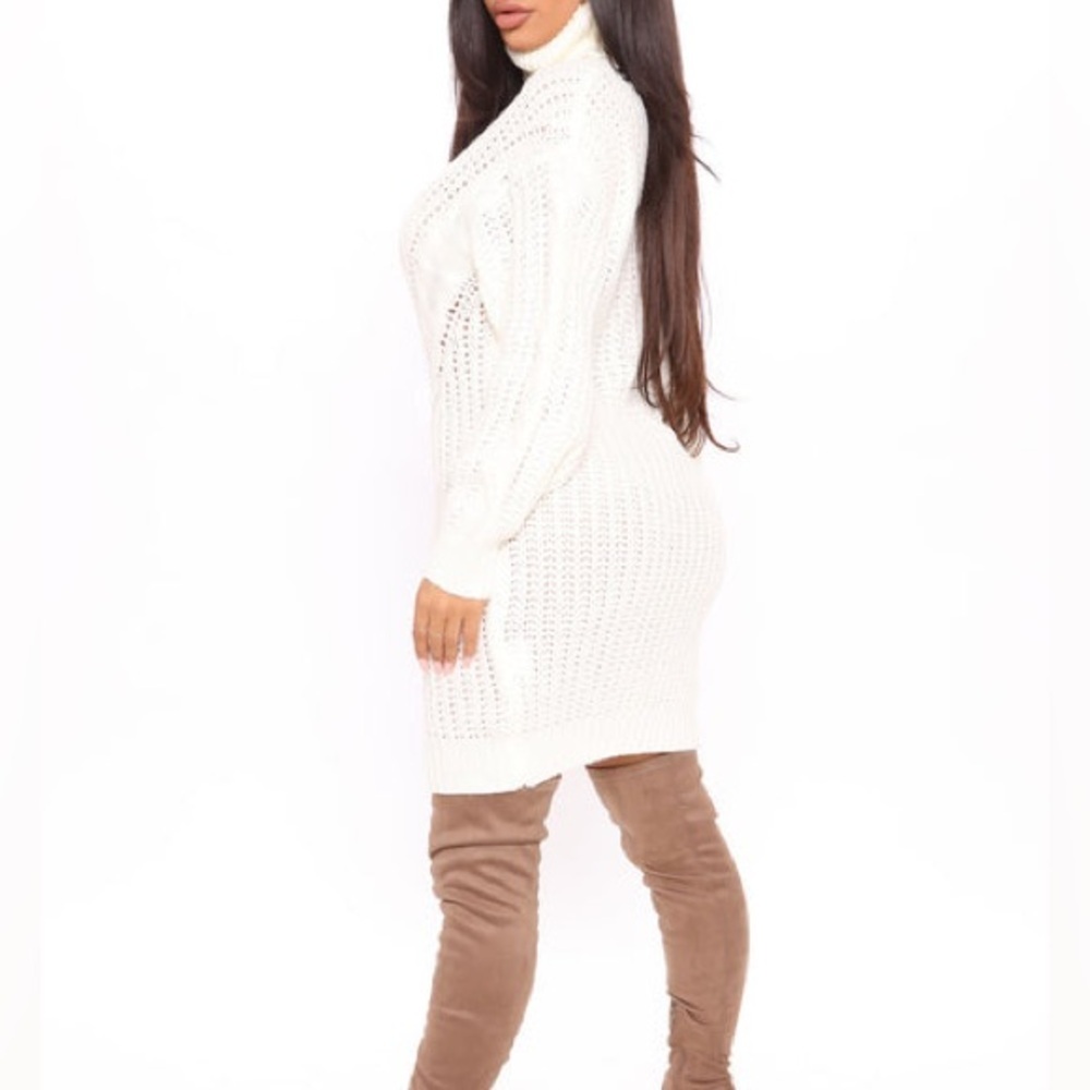 2/$35 NWT Fashion Nova Knit Decision White Long Sleeve Knit Mini Dress L - Picture 2 of 8